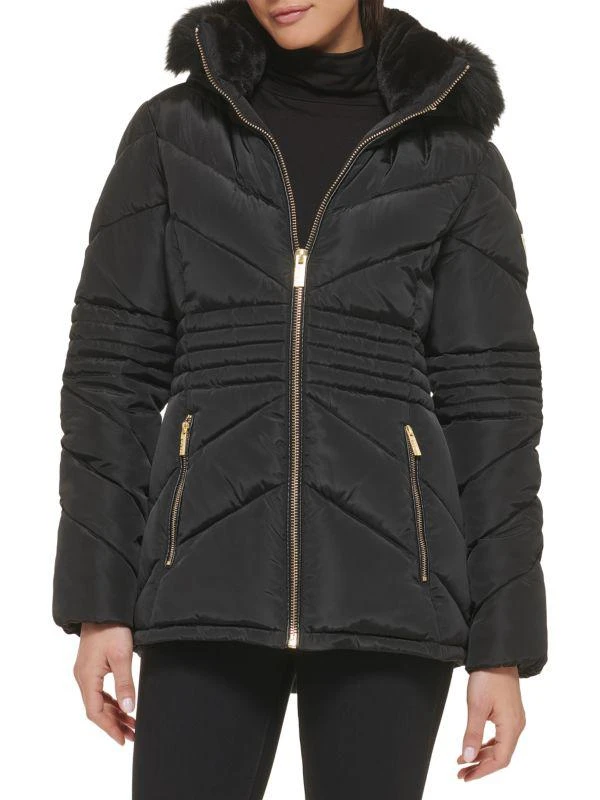 Guess Faux Fur Trim & Lined Hooded Puffer Jacket 4