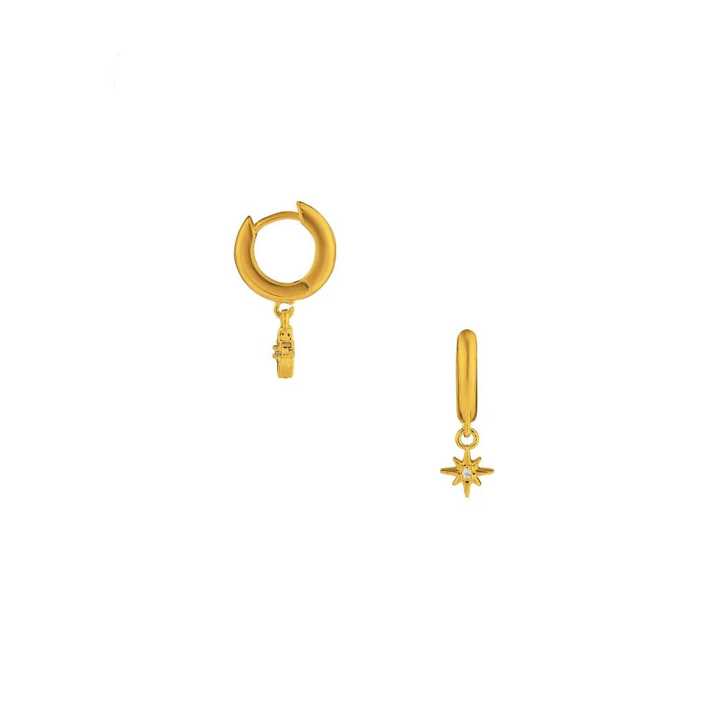 Orelia London Starburst Pavé Micro Huggie Hoop Earrings 1