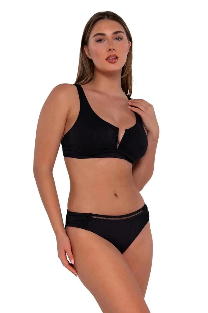Sunsets Vienna Bikini Top Women's Black Crossback Strap V-Wire Swim GBO513 6