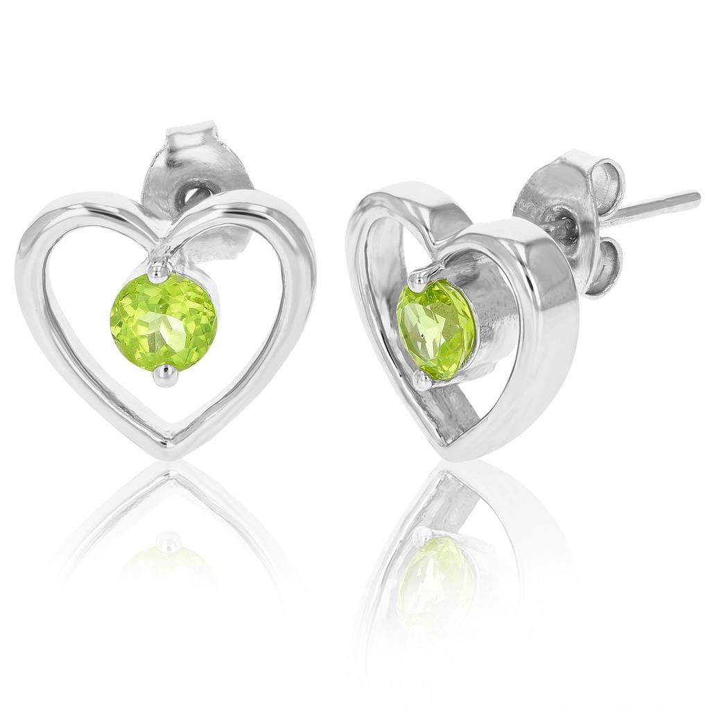 Vir Jewels Sterling Silver Peridot Heart Earrings (1/2 CT)