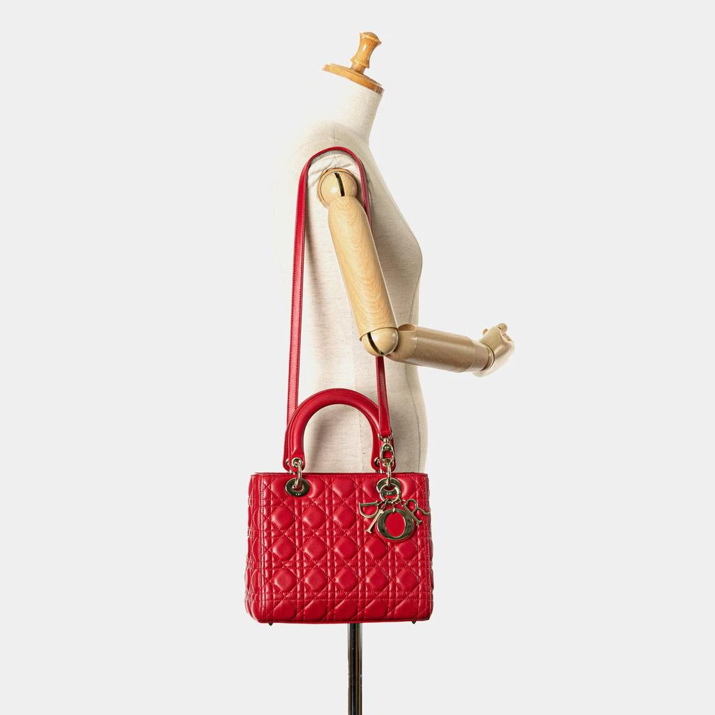 Dior Dior Red Medium Lambskin Cannage Lady Dior 10