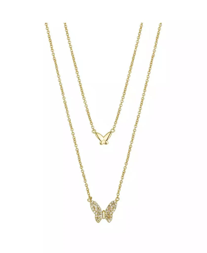 Unwritten Gold Flash Plated Polished and Cubic Zirconia Butterfly Layer Necklace, 16" + 2" Extender 1