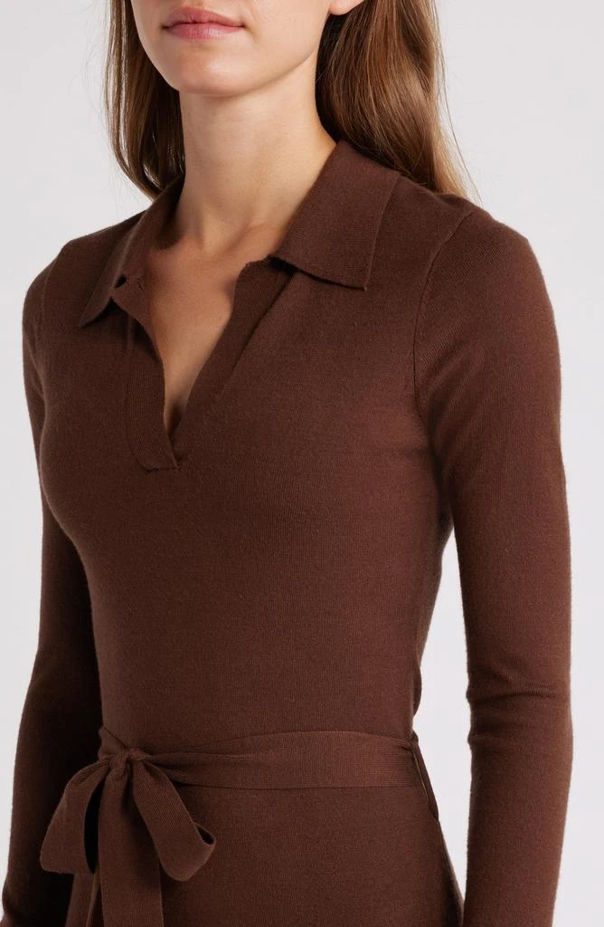 Steve Madden Danessa Belted Long Sleeve Polo Sweater Dress 4