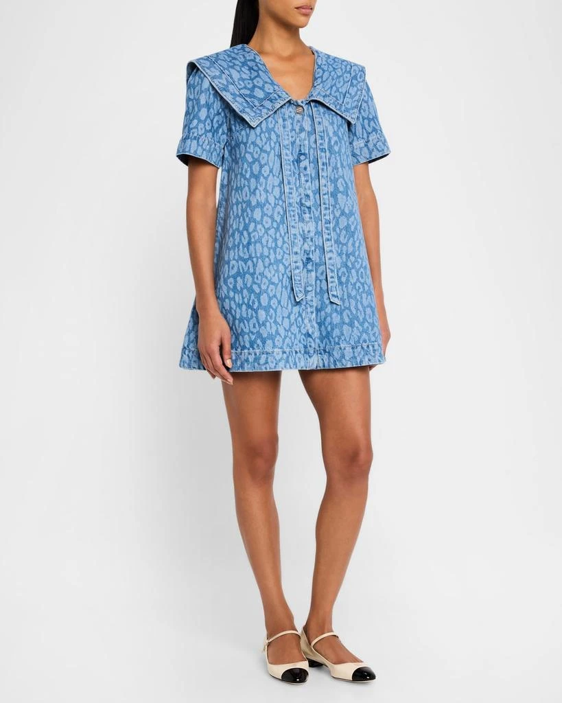 Damson Madder Goldie Denim Leopard Swing Dress 4