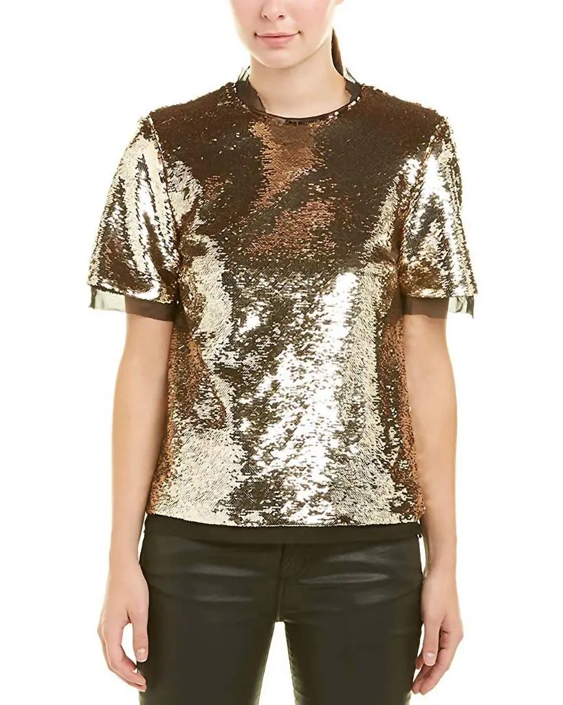 Rachel Zoe Darted Bust Short Sleeve Chiffon Blouse