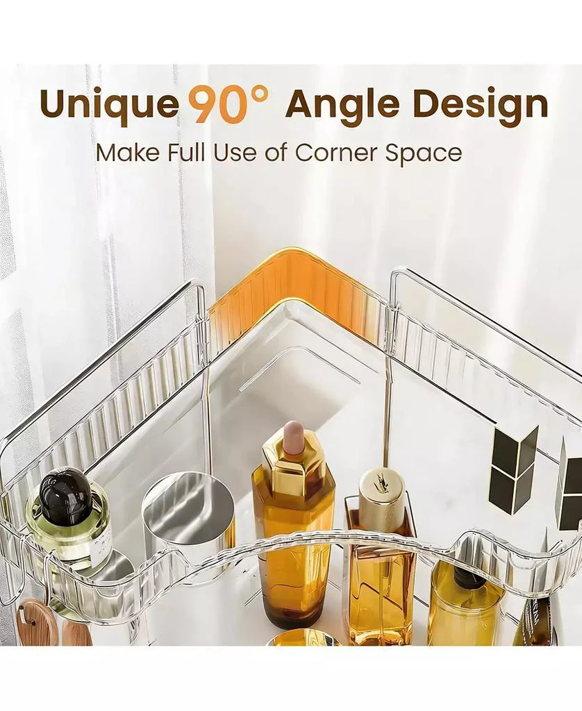 YIGII 2 Tier Bathroom Organizer with Hooks for Makeup and Skincare 3