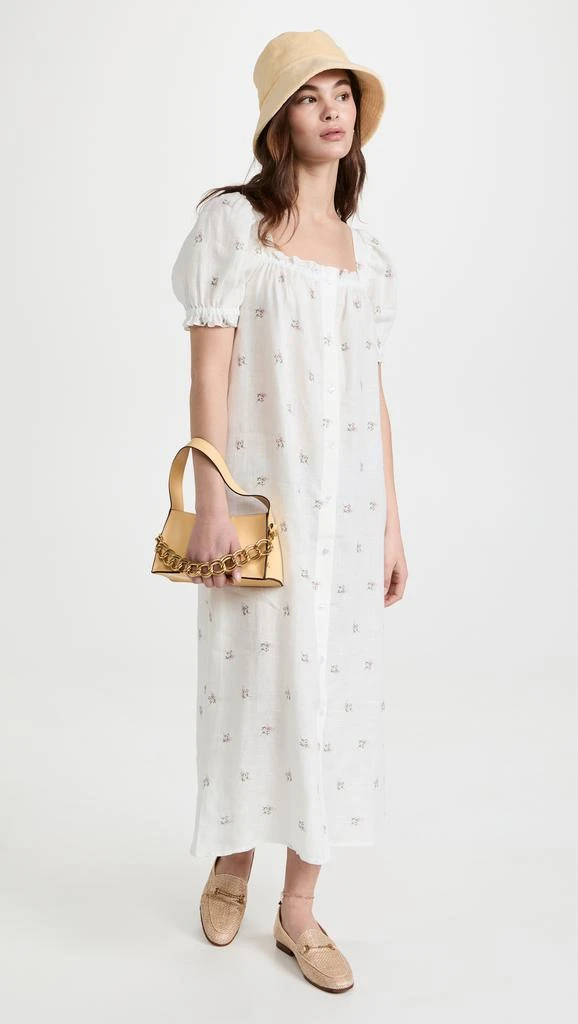 Sleeper Brigitte Midi Linen Dress in Bouquets 4