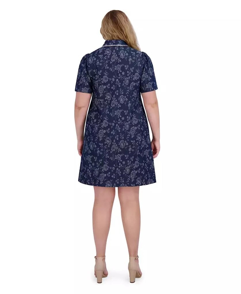 Eliza J Plus Size Embellished Floral Denim Shirtdress 5