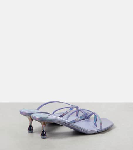 【Jimmy Choo】Etana 50 レザー ミュール ブルー☆関税込 Etana 50 leather mules in blue - Jimmy Choo | Mytheresa