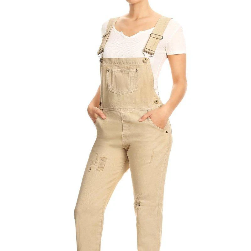 Anna-Kaci Pocket Denim Tapered Leg Overalls 1