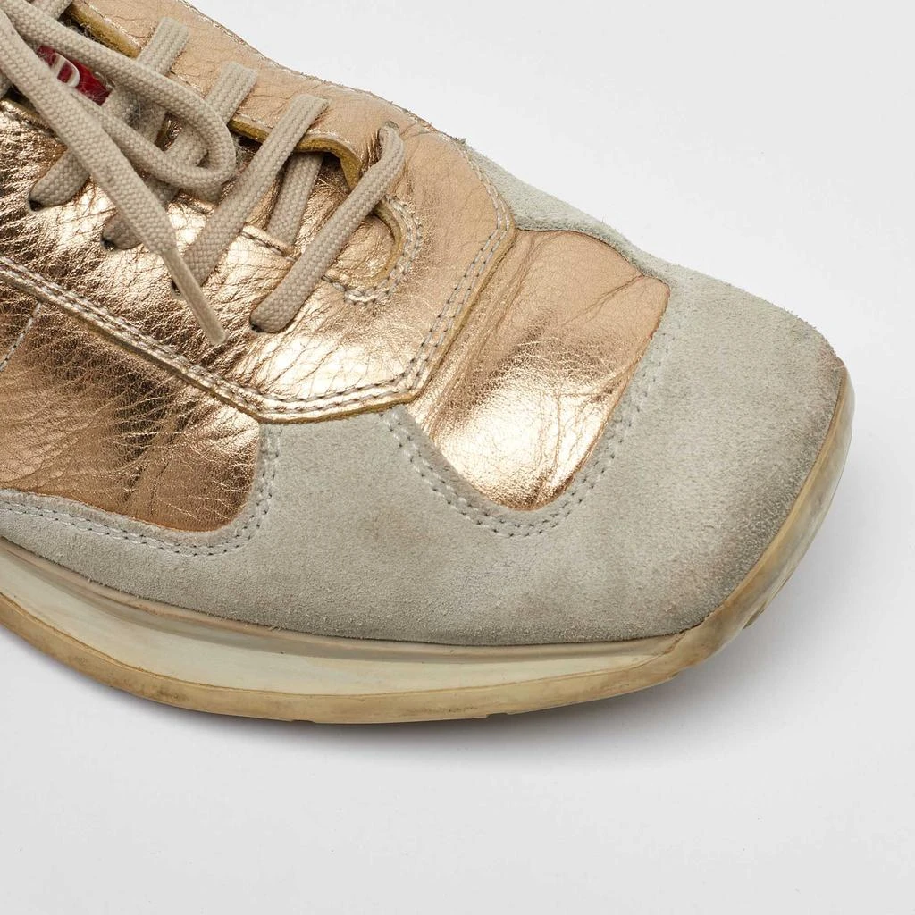 Prada Prada Sport Beige/Gold Leather and Suede America's Cup Low Top Sneakers Size 39.5 7