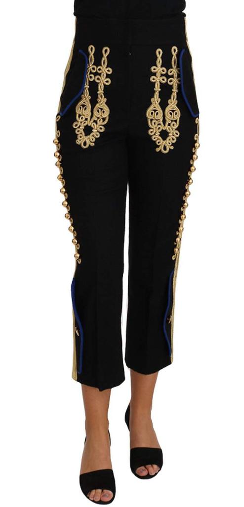 Dolce & Gabbana Dolce & Gabbana Military Embellished Pants Black Gold Dress Pant