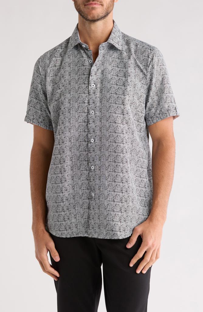 TR Premium Geo Print Short Sleeve Button-Up Shirt