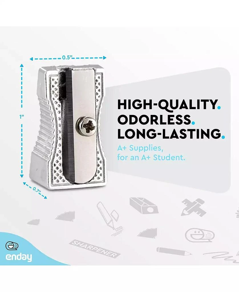 Enday Pencil Sharpener Single Hole Manual, Small Handheld Colored Pencil Sharpener Metal, School Sharpener for Kids
Adults, Makeup Eyebrow Lip Pencil Sharpener (2 PC) –by Enday 4