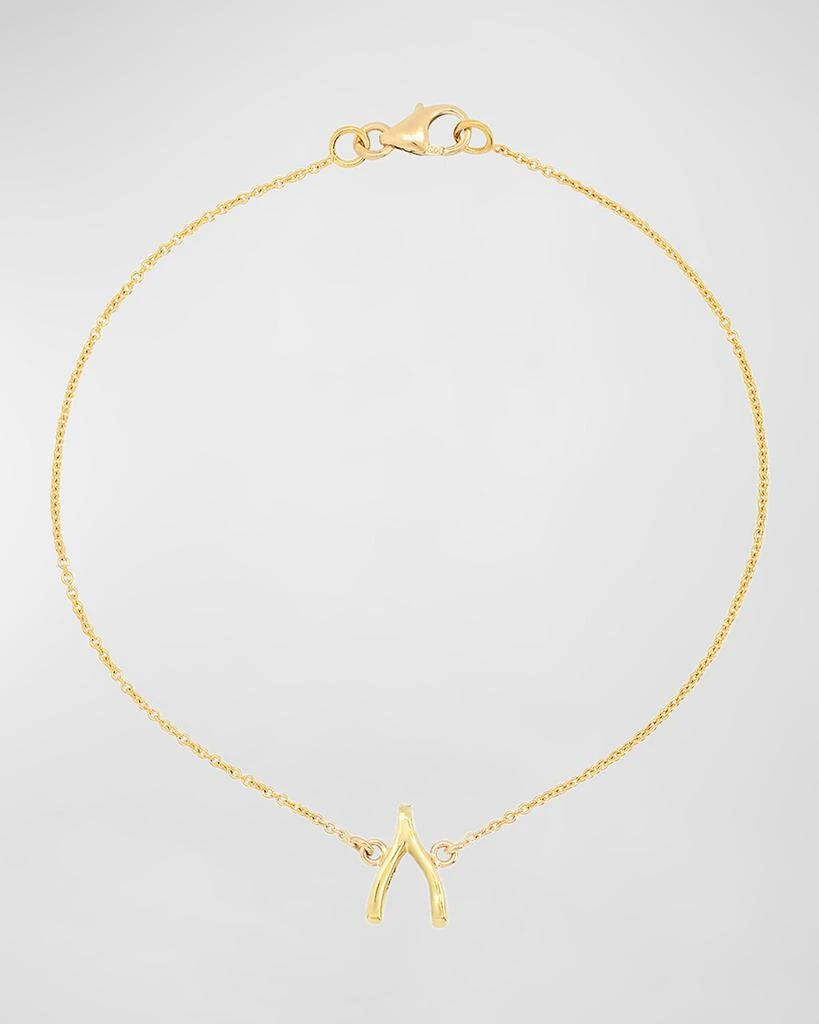 Jennifer Meyer 18k Gold Mini Wishbone Chain Bracelet on a 14k Chain 1