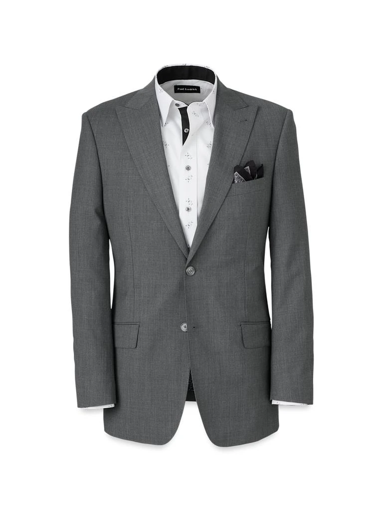 Paul Fredrick Wool Stretch Bengaline Peak Lapel Suit Jacket