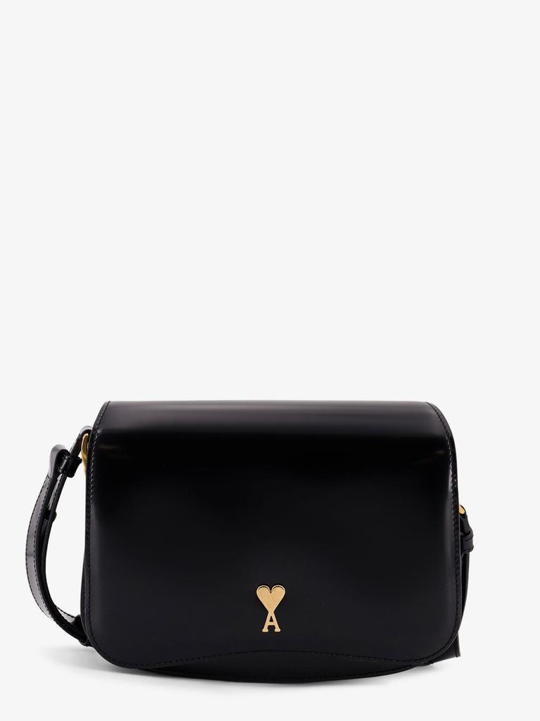 AMI Leather shoulder bag with logo monogram
