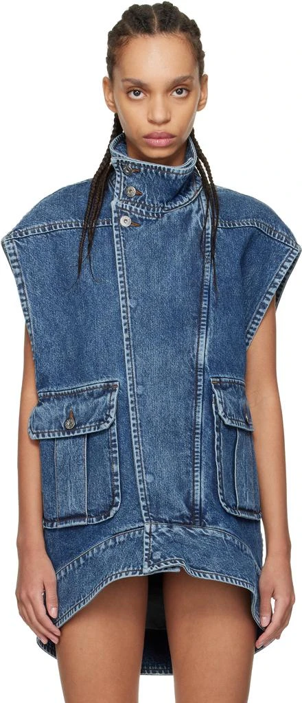 JW Anderson Blue Oversized Sleeveless High Neck Denim Vest 1