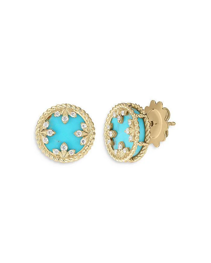 Roberto Coin 18K Yellow Gold Venetian Princess Medallion Turquoise
Diamond Stud Earrings
