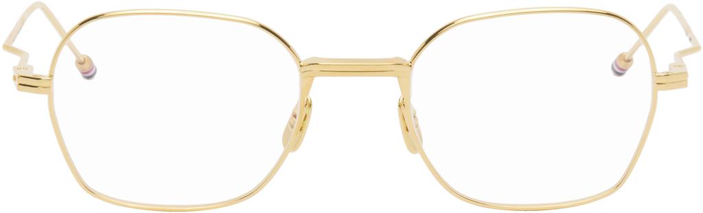 ◆THOM BROWNE◆TB-011◆ゴールド◆SHINY 12K GOLD◆ Thom Browne Gold Rectangular Glasses - Accessories - BeyondStyle