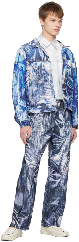 ECRU Mirage Denim Printed French Terry Wide Leg Pants