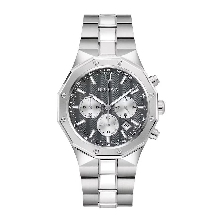 Bulova Bulova Prestige Chronograph Quartz Striped Grey Dial Men's Watch 96B459 1