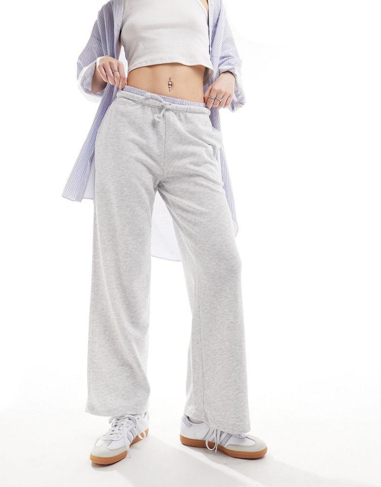 Pull&Bear Pull&bear wide leg jogger with boxer waistband in grey marl