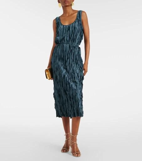 Vince Crushed Satin Bias Tank Dress in Marine Stone, M Vince Crushed Satin Bias Tank Dress in Marine Stone, M