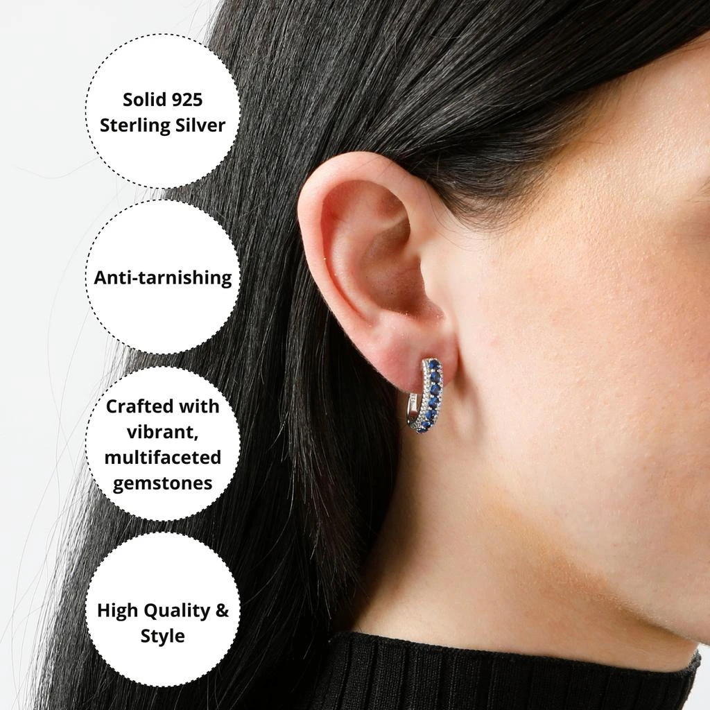 MaxColor 925 Sterling Silver Simulated Ruby Round Hoop Earrings, 0.75 inches 4