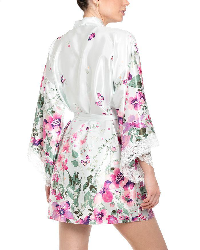 In Bloom Satin Floral Border Wrap Robe