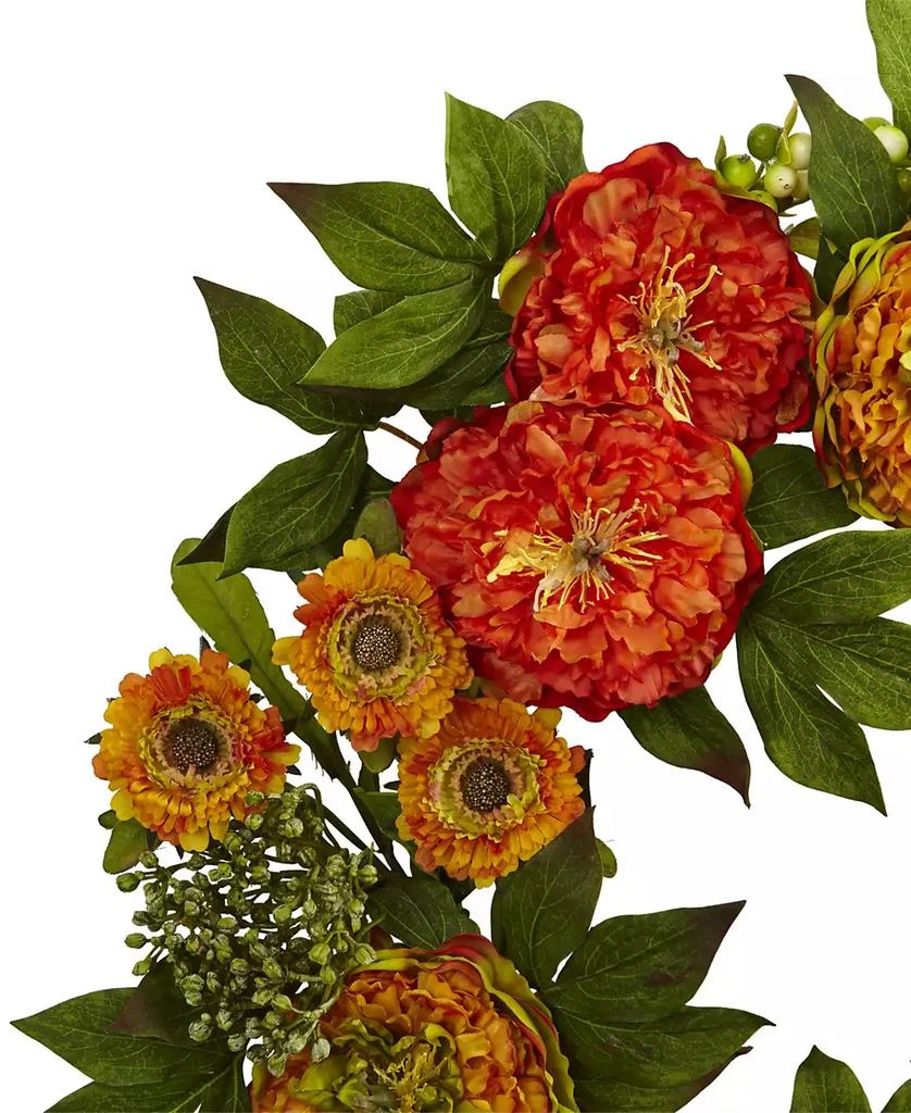 NEARLY NATURAL 24'' Peony & Mum Wreath 6
