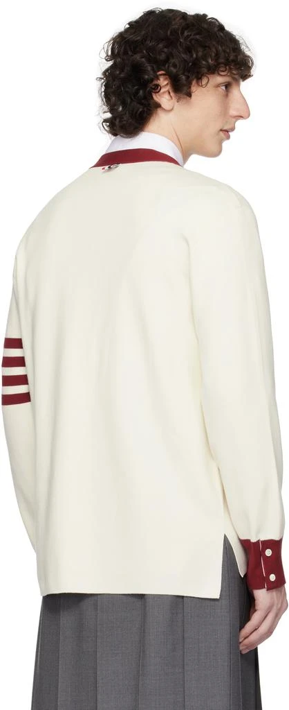 Thom Browne Off-White Milano Stitch 4-Bar V Neck Rugby Cardigan 3