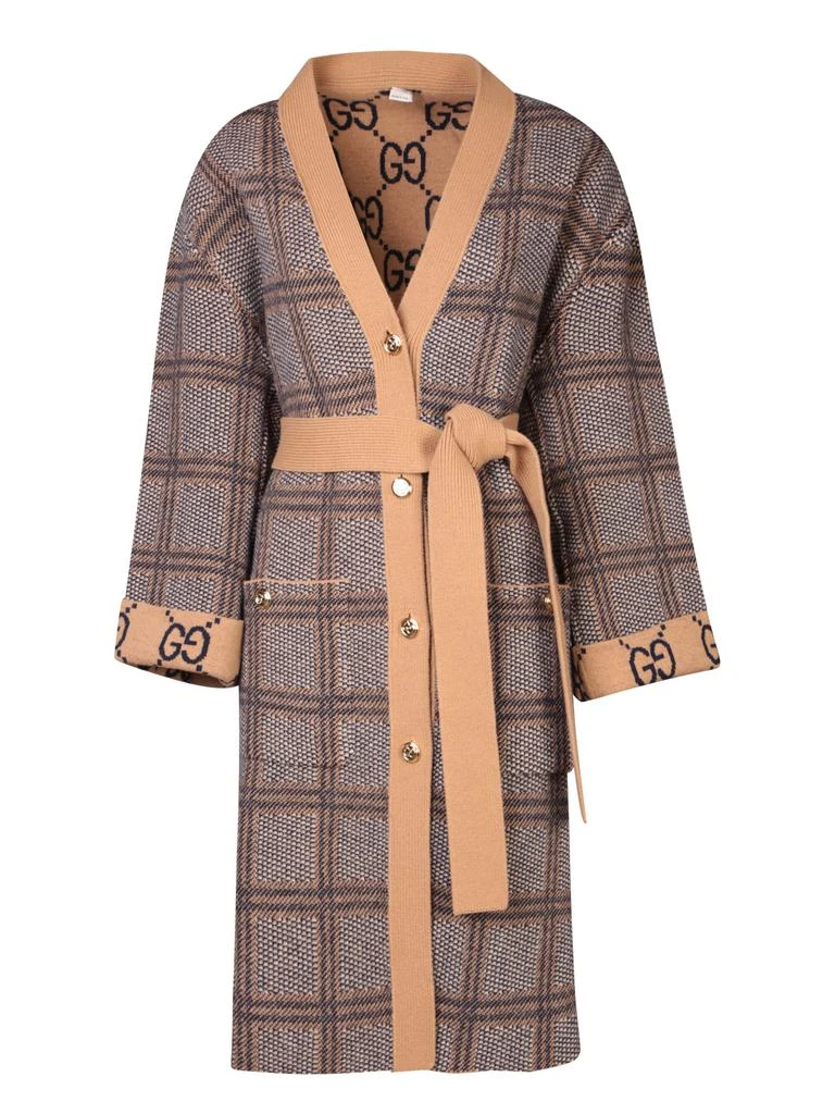 Gucci Patterned Brown Long Cardigan 1