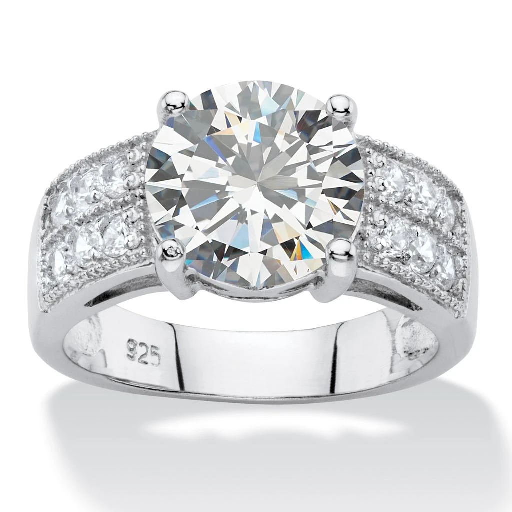 Palm Beach Jewelry 4.40 TCW Round Cubic Zirconia Platinum-plated Silver Bridal Engagement Ring 1