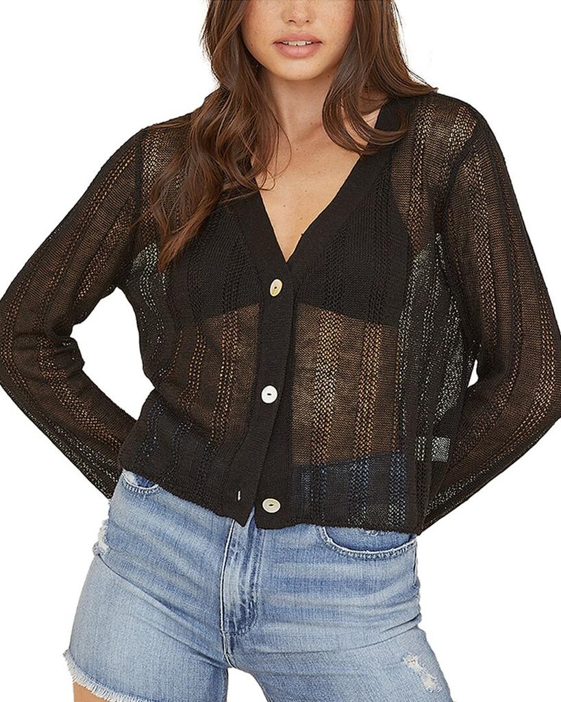 Bella Dahl Long Sleeve Crop Linen-Blend Cardigan