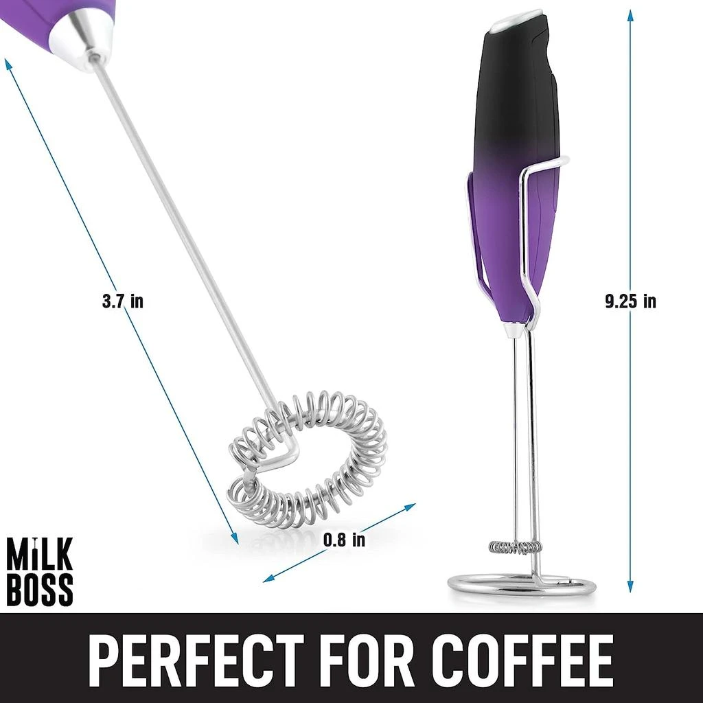 Zulay Kitchen Milk Boss Powerful Milk Frother Handheld With Upgraded Holster Stand 4