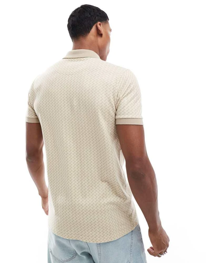 HOLLISTER Hollister icon logo geometric print pique polo in tan 4
