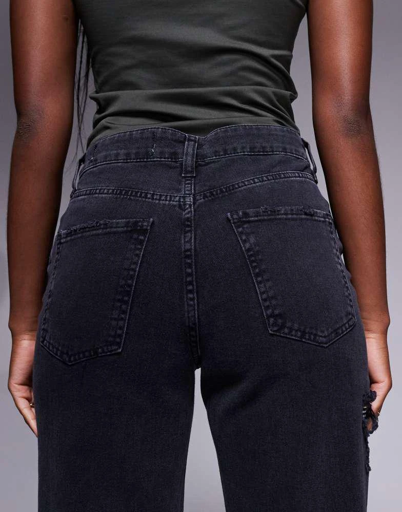 River Island River Island embellished super distressed straight leg jean in black 4