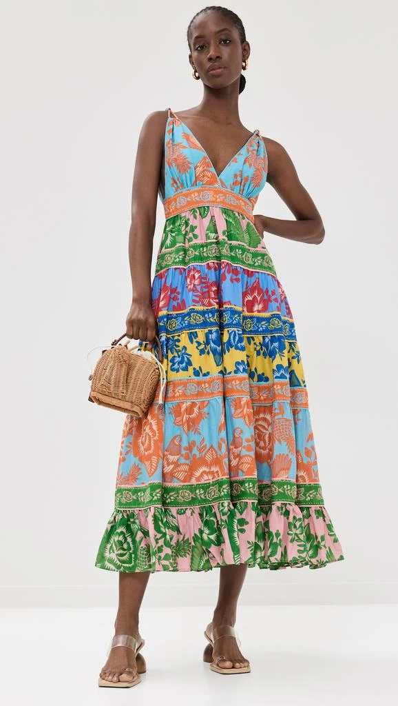 Farm Rio Lace Garden Mix Midi Dress 6