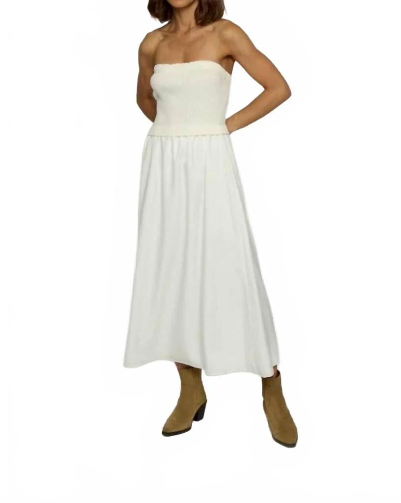 Central Park West Tube Dress With Woven Skirt In White 1