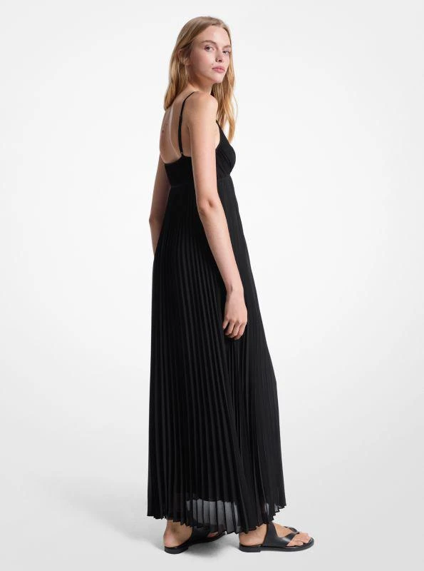 open lace back dress Michael Kors Women's Maxi Pleated Slip Dress, Black, XXS at Amazon Women's  Clothing store