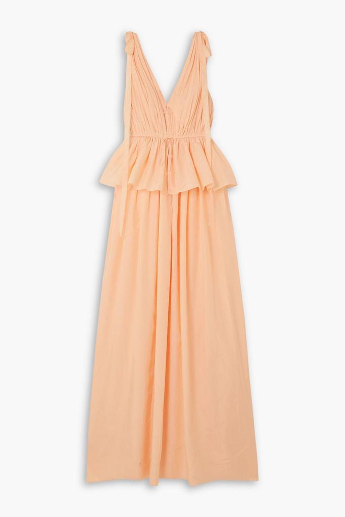 ADAM LIPPES Dendur tie-detailed pleated cotton and silk-blend voile gown