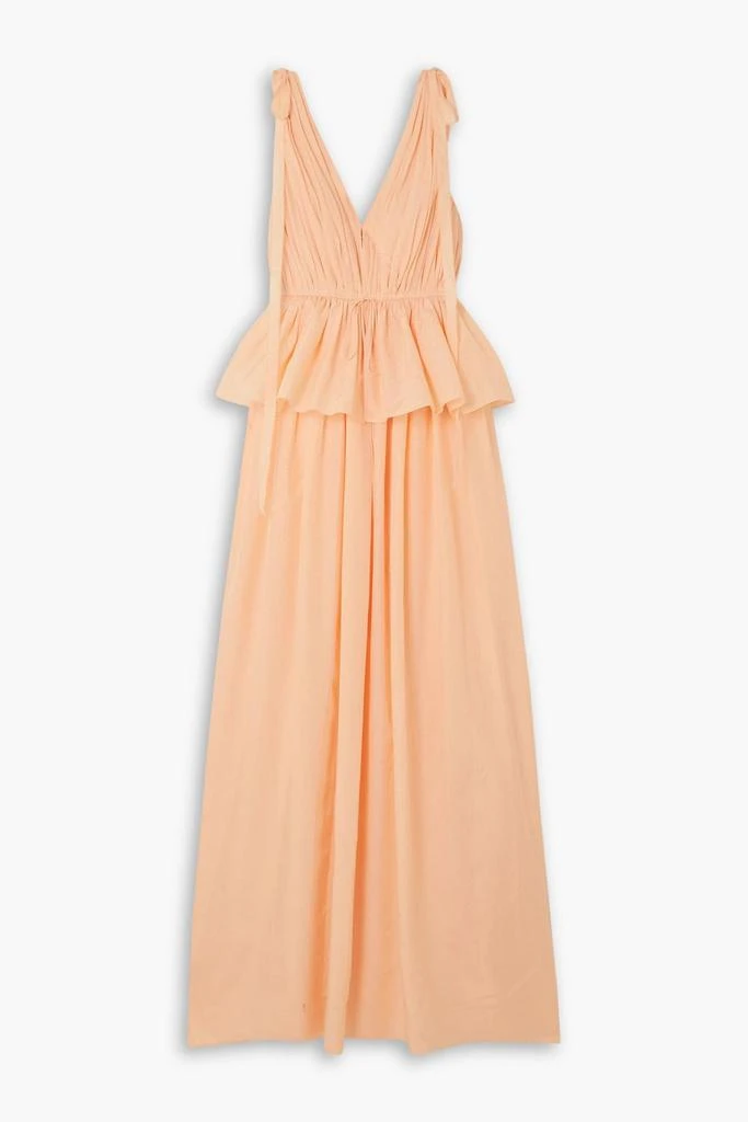 ADAM LIPPES Dendur tie-detailed pleated cotton and silk-blend voile gown 1