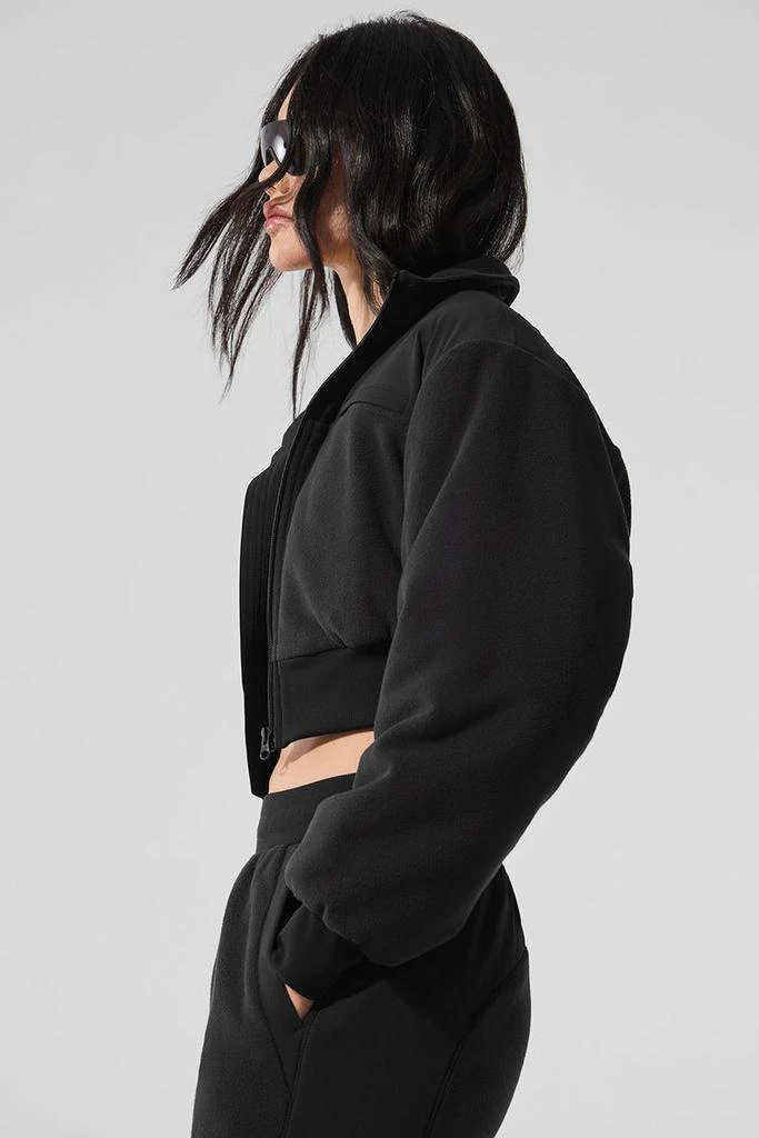 Alo Polar Fleece Cropped Wintry Mix Jacket - Black 3