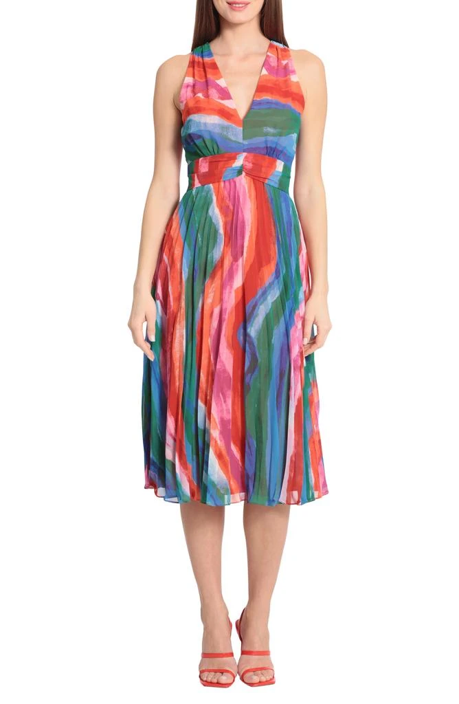 Pleated V-Neck Empire Waist Midi Dress  On Sale Now with Up to 75% Off |  Discover Exclusive Deals & Savings at BeyondStyle  Authentic Maggy London  dresses|women|clothing|female|dress with Limited-Time Discounts, Free