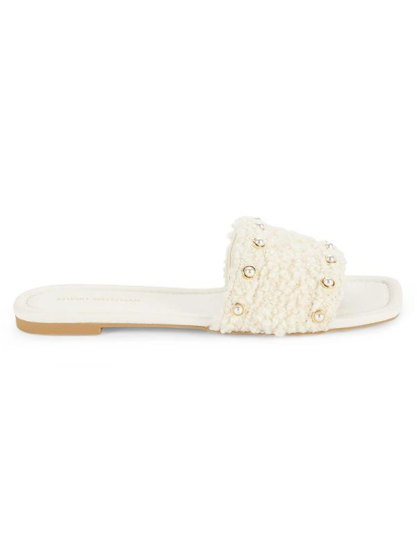 Stuart Weitzman Simulated Pearl Embellished Flat Slides 1