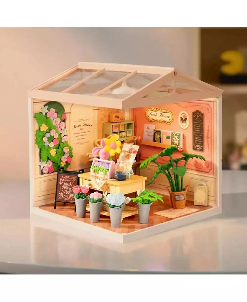 Robotime 3D Puzzles DIY Miniature Dollhouse Fresh Flower Shop Flower Shop Building Set Toys Playset Decorative Ornaments 6