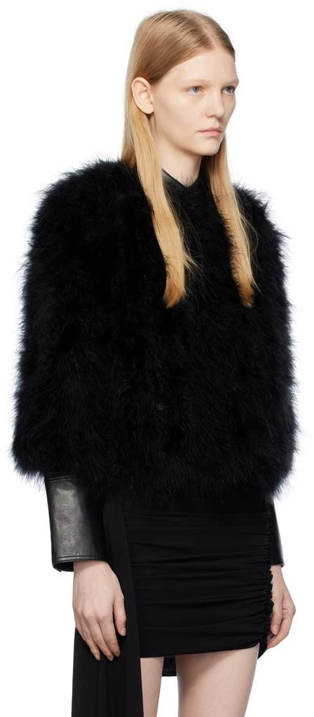 Yves Salomon Black Round Neck Feather Jacket 2