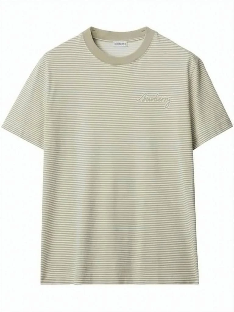 Burberry Horizontal Stripe Short-Sleeve T-Shirt with Embroidered Logo