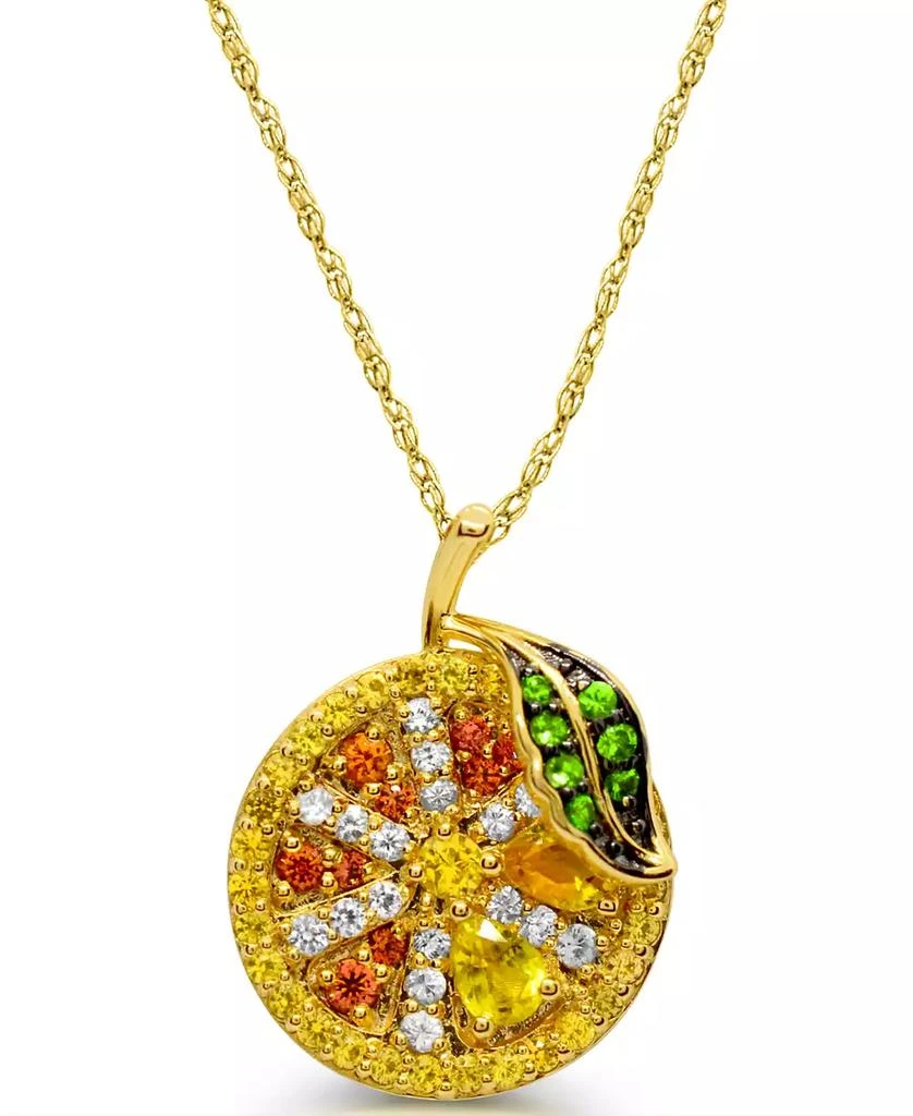 Macy
s Multi-Colored Sapphire and Tsavorite (1/20 ct. t.w.) Orange Pendant in 14K Yellow Gold